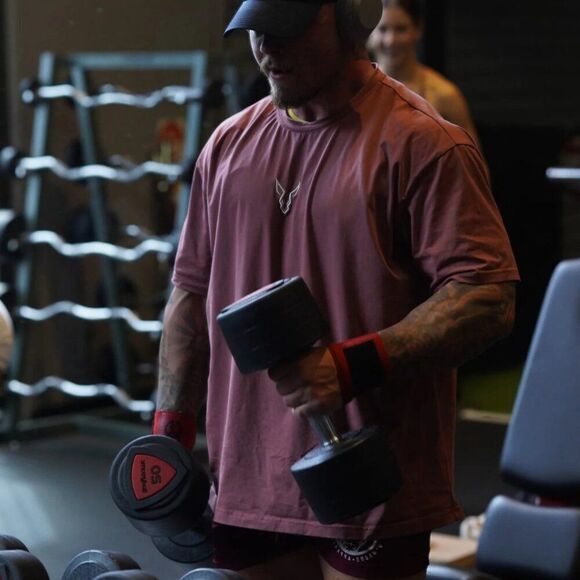 Gymroos Erupt Oversized Tee - Burgundy in Size Small - Picture 10 of 12